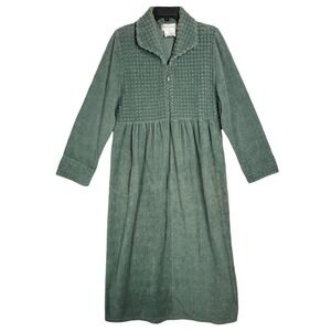 Vintage Boho Terry Cloth Maxi Dress Size M Zip Waffle Lounge House Spa Robe 90s